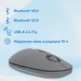 Мышь Оклик 409MW графитовый оптическая 1600dpi silent беспров. BT/Radio USB для ноутбука 4but (2007545)