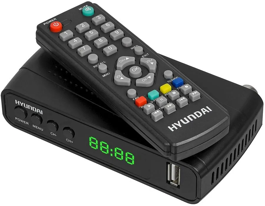 Ресивер DVB-T2 Hyundai H-DVB520 + WiFi-адаптер черный