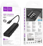 Разветвитель USB-C Hoco HB41 Type-C 4порт. черный