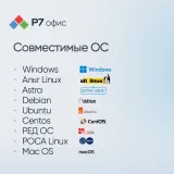 Право на использование программы Р7-Офис Для бизнеса лицензия на 1 год, на 15 пользователей.