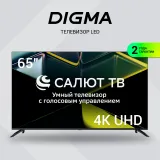 Телевизор LED Digma 65" DM-LED65UBB40 Салют ТВ Frameless Metal черный/черный 4K Ultra HD 60Hz DVB-T DVB-T2 DVB-C DVB-S DVB-S2 USB WiFi Smart TV