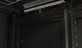 Шкаф серверный Hyperline (TTBR-4262-DD-RAL9004) напольный 42U 600x1200мм пер.дв.перфор.2ств. задн.дв.перфор.2-хст. 2 бок.пан. 800кг черный 1110мм IP20 сталь