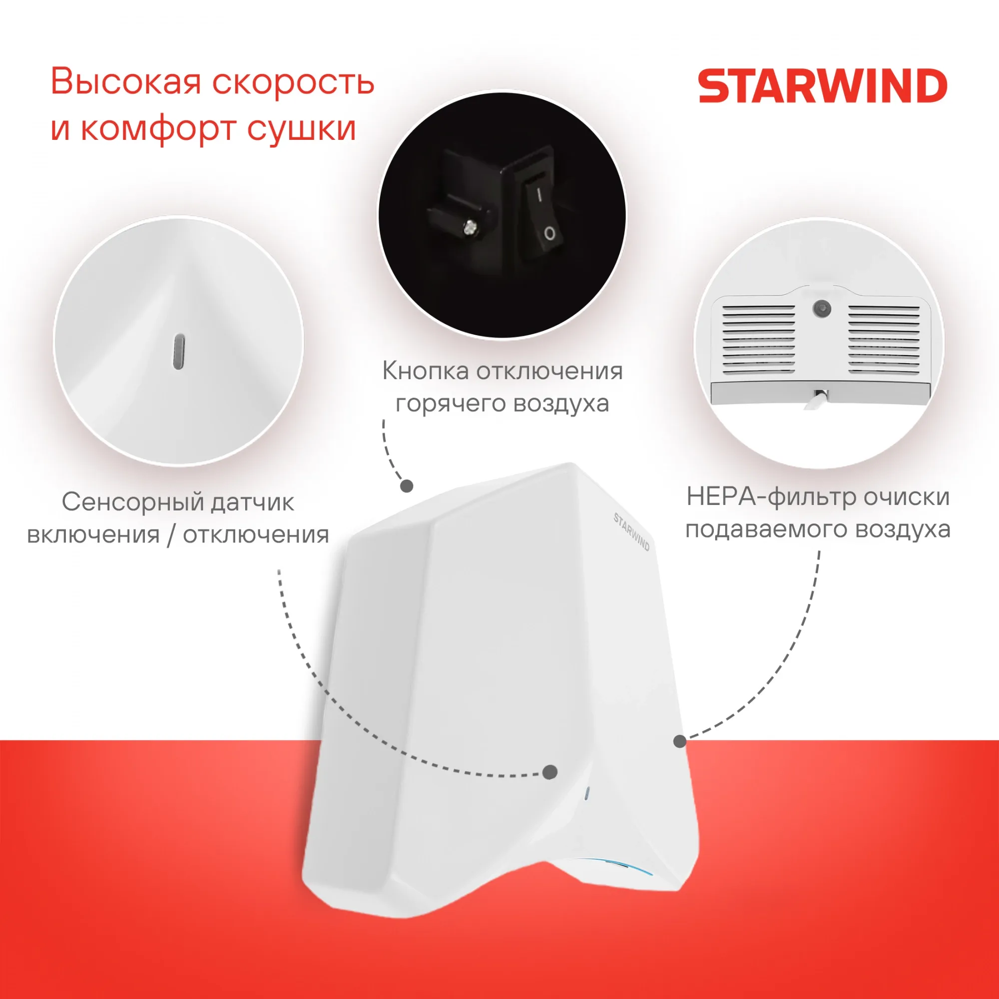 Сушилка для рук Starwind SW-HD848 1100Вт белый