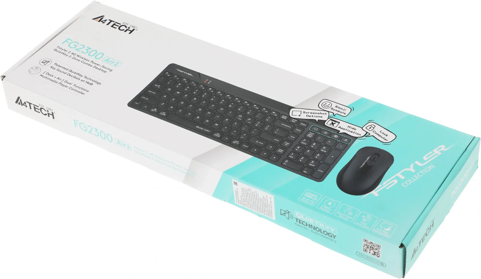 Клавиатура + мышь A4Tech Fstyler FG2300 Air2 клав:черный мышь:черный USB беспроводная slim (FG2300 AIR2 BLACK)