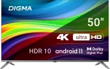 Телевизор LED Digma 50" DM-LED50UBB41 Android TV Frameless Metal темно-серебристый/серебристый 4K Ultra HD 60Hz DVB-T DVB-T2 DVB-C DVB-S DVB-S2 USB WiFi Smart TV