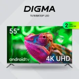 Телевизор LED Digma 55" DM-LED55UBB41 Android TV Frameless Metal темно-серебристый/серебристый 4K Ultra HD 60Hz DVB-T DVB-T2 DVB-C DVB-S DVB-S2 USB WiFi Smart TV