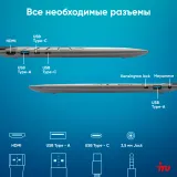 Ноутбук IRU Planio 14INP N-series N100 8Gb SSD256Gb Intel UHD Graphics 14" IPS FHD (1920x1080) Windows 11 Professional grey WiFi BT Cam 5000mAh (2023733)