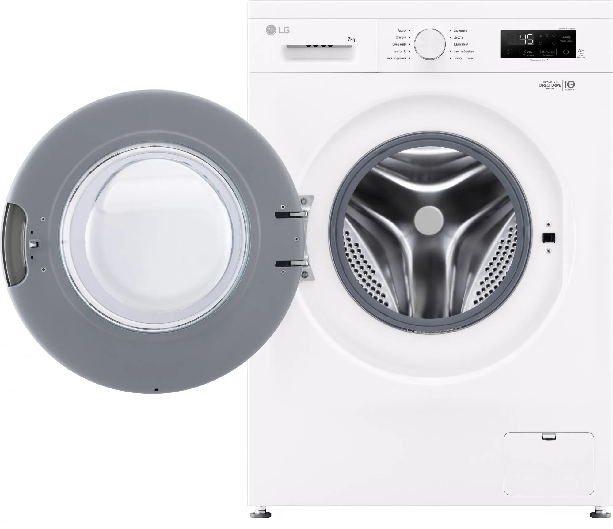 Стиральная машина LG F2Y1HS3W класс: A загр.фронтальная макс.:7кг белый инвертер