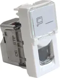 Вставка Mosaic 22.5x45, RJ-45 STP, кат.6, со шторкой и увеличенным окном маркировки, белая