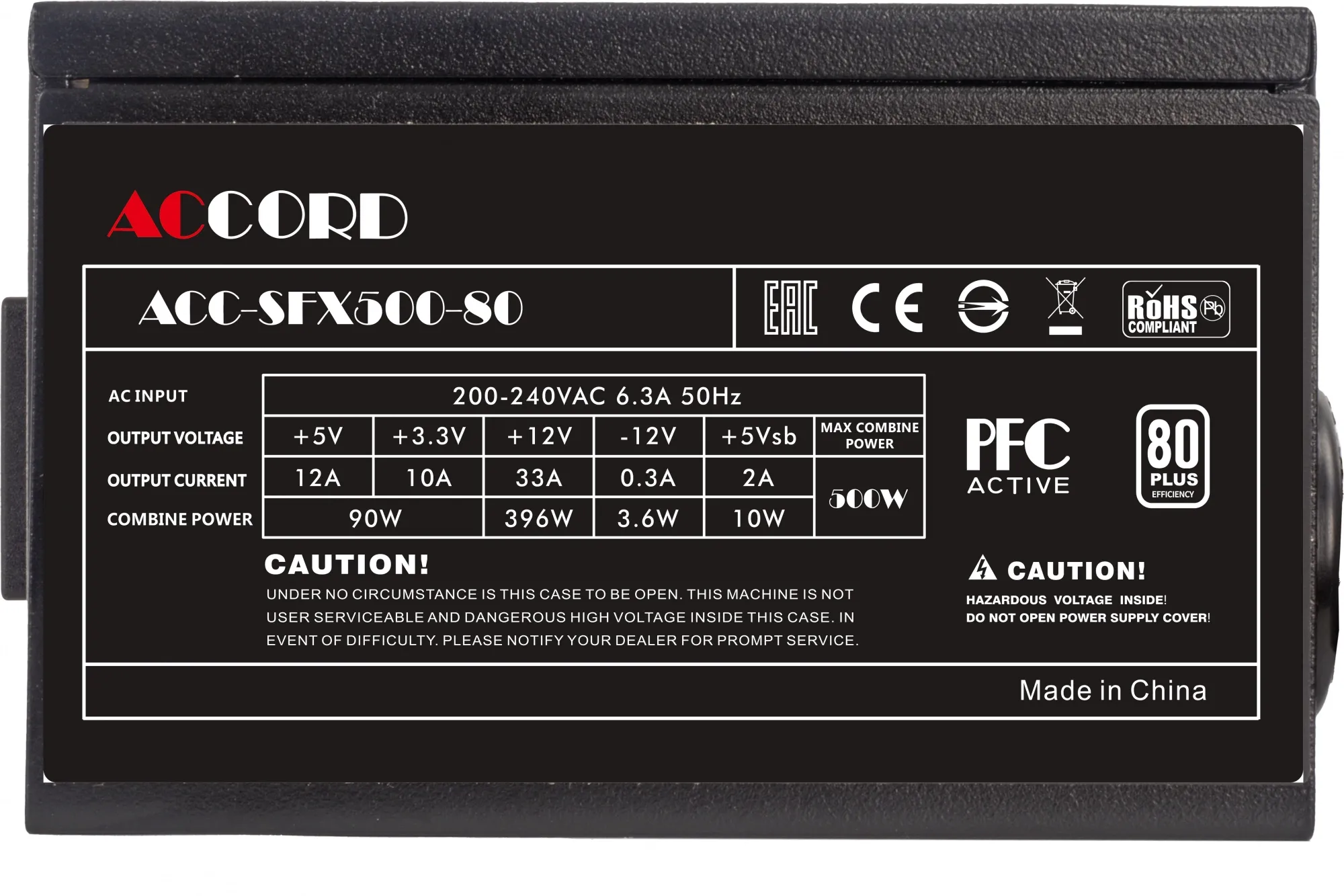 Блок питания Accord SFX 500W ACC-SFX500-80 24pin APFC 80mm fan 3xSATA RTL
