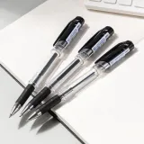 Ручка гелев. Deli EG158-BK прозрачный d=0.7мм черн. черн. резин. манжета