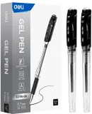 Ручка гелев. Deli EG158-BK прозрачный d=0.7мм черн. черн. резин. манжета