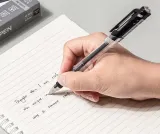 Ручка гелев. Deli EG158-BK прозрачный d=0.7мм черн. черн. резин. манжета