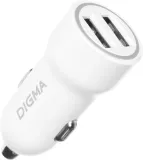 Автомобильное зар./устр. Digma DGC1С 12W 2.4A 2xUSB белый (DGC1C2LX22WH)