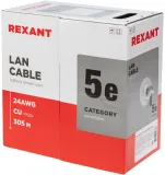Кабель информационный Rexant LIGHT 01-0059 кат.5E UTP 4 пары 24AWG нг(А)-HF внутренний 305м серый