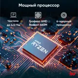 Неттоп IRU Tactio 525 Ryzen 5 6600H (3.3) 16Gb SSD512Gb 660M без ОС GbitEth WiFi BT черный (2099145)