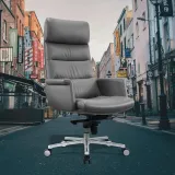 Кресло руководителя Cactus CS-LGR-DUBLIN темно-серый сиденье темно-серый кожа крестов. алюминий