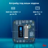 Неттоп IRU Planio 325 Ryzen 5 3500U (2.1) 8Gb SSD256Gb Vega 8 Windows 11 Pro GbitEth WiFi BT 65W черный (2105308)