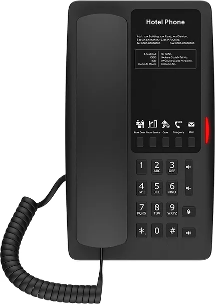 Отельный SIP-Телефон FanvilWIFI Hotel Phone 2 SIP Lines 1 USB Port for phone charging 5 Soft keys programmable service hotline 2.4GHz&5GHz,Wi-Fi 6 PoE HD Voice    PSU