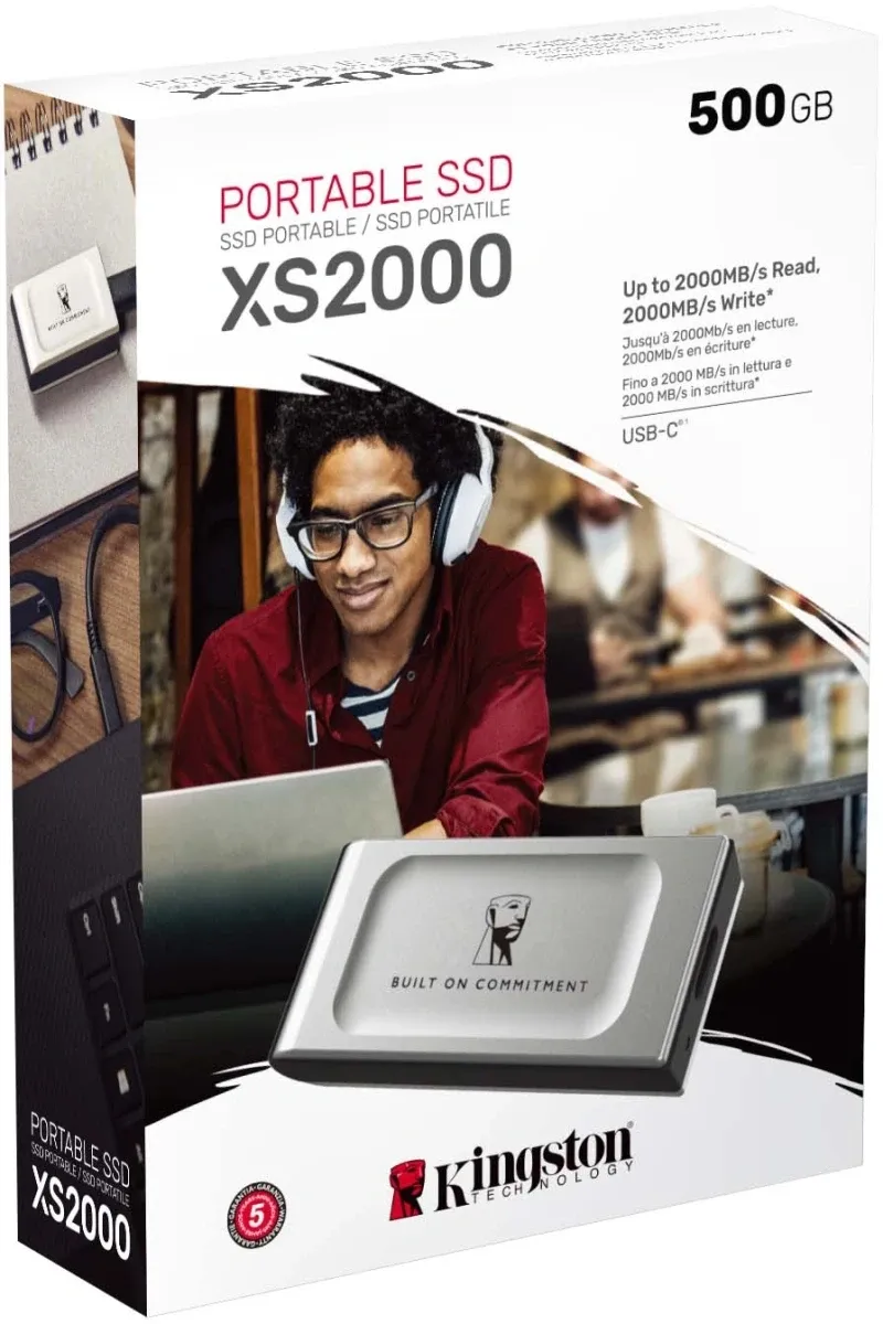 Kingston External SSD XS2000 BOC 500Gb USB 3.2 Gen 2x2  R2000/W2000MB/s Retail 1 year (SXS2000/500GA)