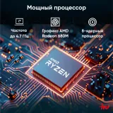 Неттоп IRU Tactio 525 Ryzen 7 6800H (3.3) 16Gb SSD1Tb 680M Windows 11 Pro GbitEth WiFi BT черный (2113231)