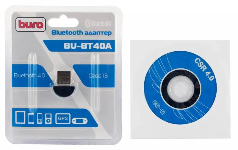 Адаптер USB Buro BU-BT40A BT4.0+EDR class 1.5 20м черный