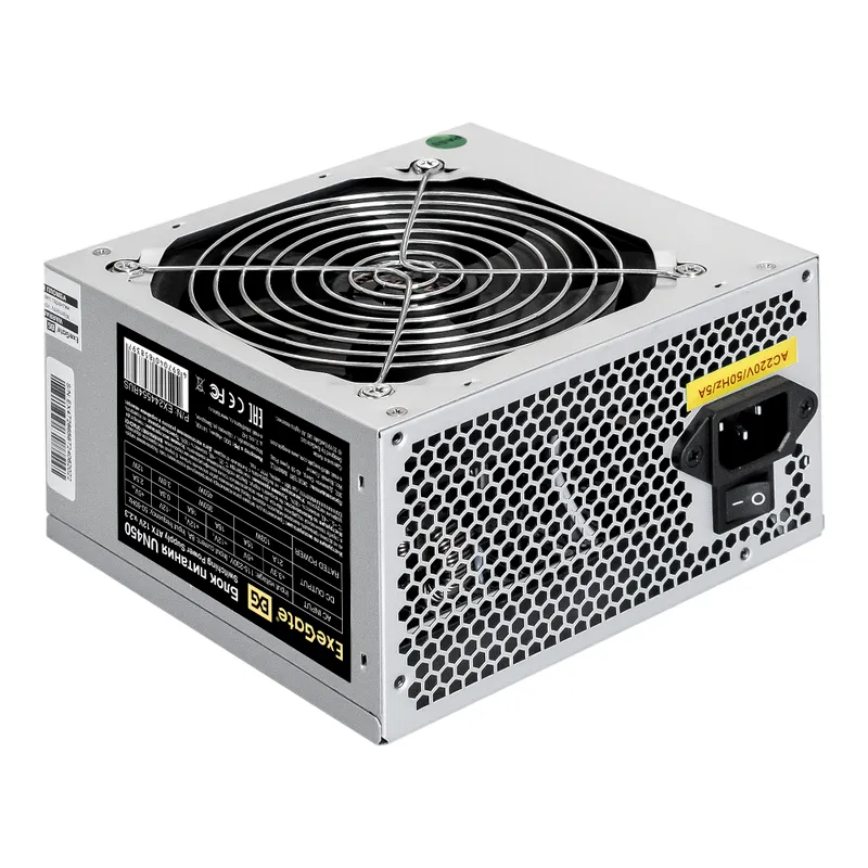 Блок питания 450W ExeGate UN450 (ATX, 12cm silent fan, 24pin, (4+4)pin, PCI-E, 3xSATA, 2xIDE)