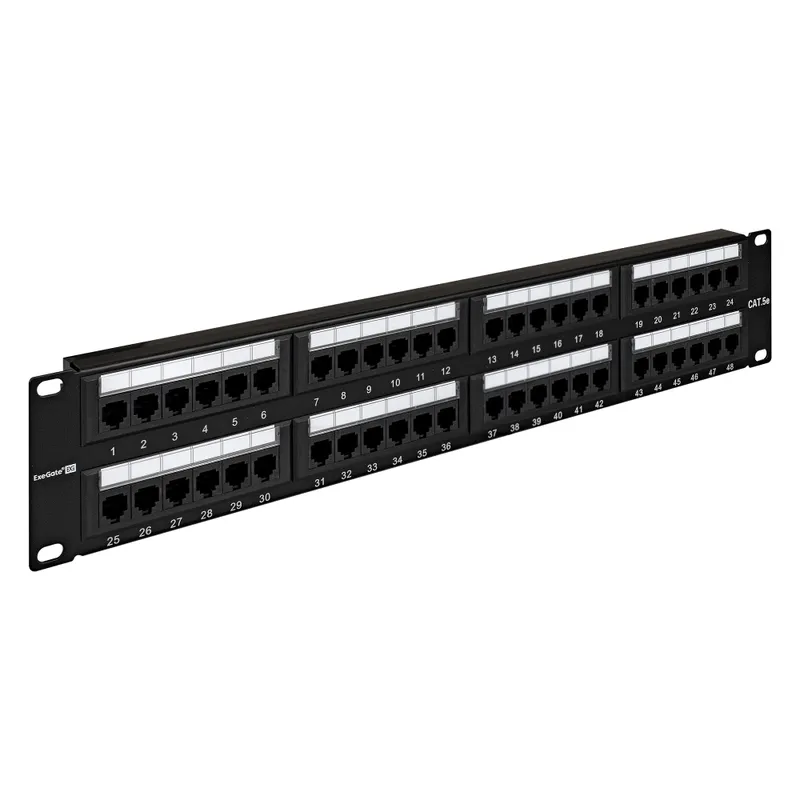Патч-панель ExeGate EPP3-19-48-8P8C-C5e-110D (19", UTP, 48 port, cat.5e, KRONE&110(dual IDC), 2U, RoHS, Black, RTL)