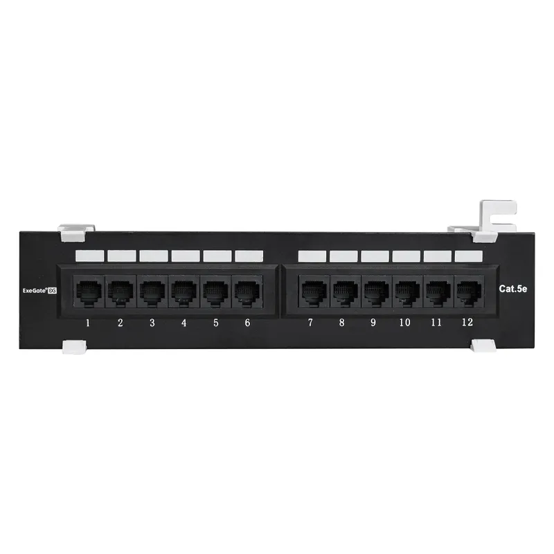 Патч-панель ExeGate EPPW-12-8P8C-C5e-FR (UTP, настенная, 12 port, cat.5e, KRONE&110(dual IDC), RoHS, Black, RTL)