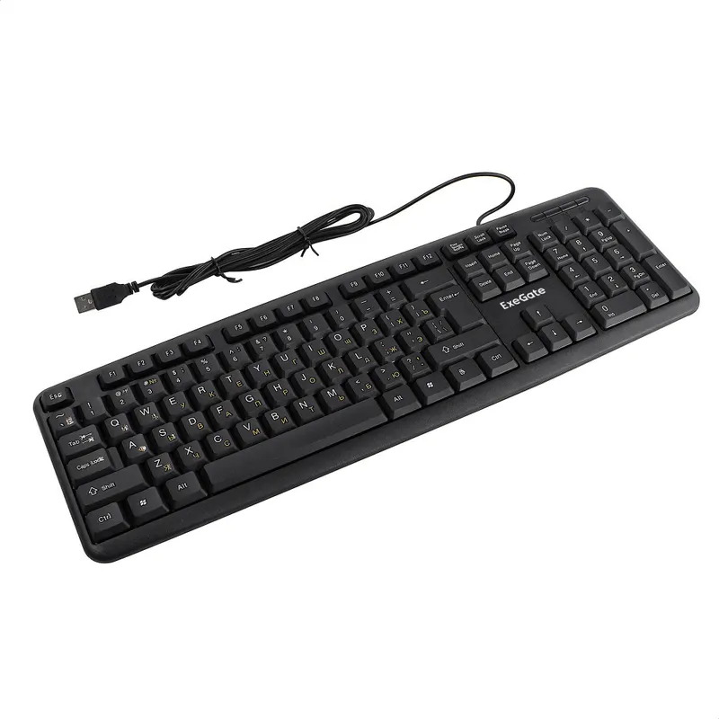 Клавиатура ExeGate Professional Standard LY-331L2-OEM (USB, полноразмерная, влагозащищенная, 104кл., Enter большой, длина кабеля 2,2м, черная, brown box)