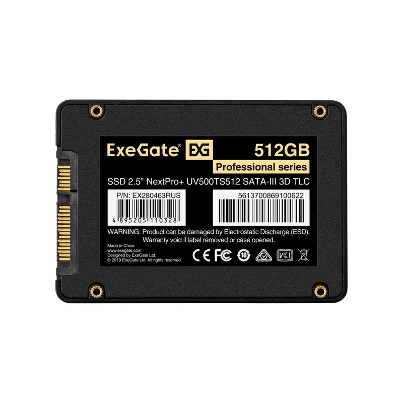 Накопитель SSD 2.5" 512GB ExeGate NextPro+ UV500TS512 (SATA-III, 3D TLC)
