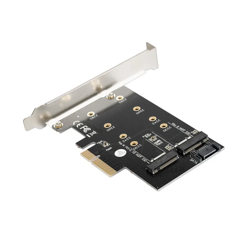 Переходник ExeGate EXE-509 (M.2 B key -> SATA + M.2 M Key -> PCI-E x4, для установки SSD M.2 B key и M key в слот PCI-E)