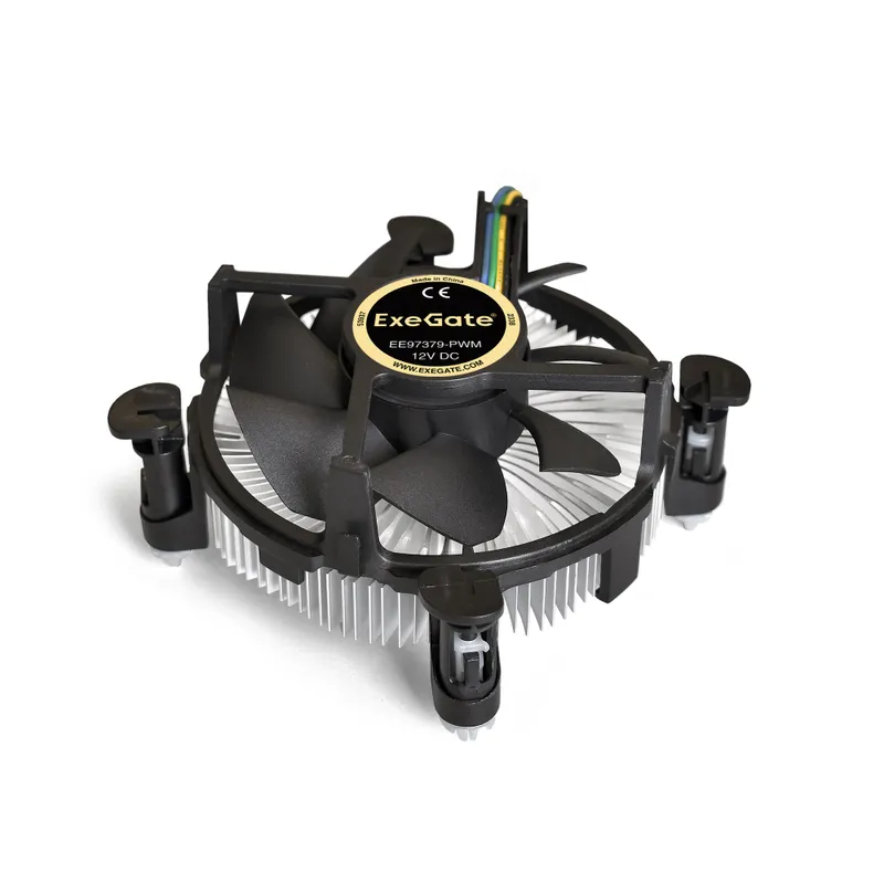 Кулер ExeGate EE97379-PWM (Al, LGA775/1150/1151/1155/1156/1200, TDP 65W, Fan 92mm, PWM 1200-2600RPM, Hydro bearing, 4pin, 11-24db, 180г, на защелках, с термопастой, RTL)