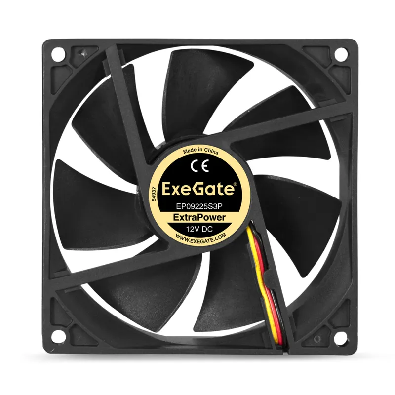 Вентилятор 12В DC ExeGate ExtraPower EP09225S3P (92x92x25 мм, Sleeve bearing (подшипник скольжения), 3pin, 2600RPM, 32dBA)