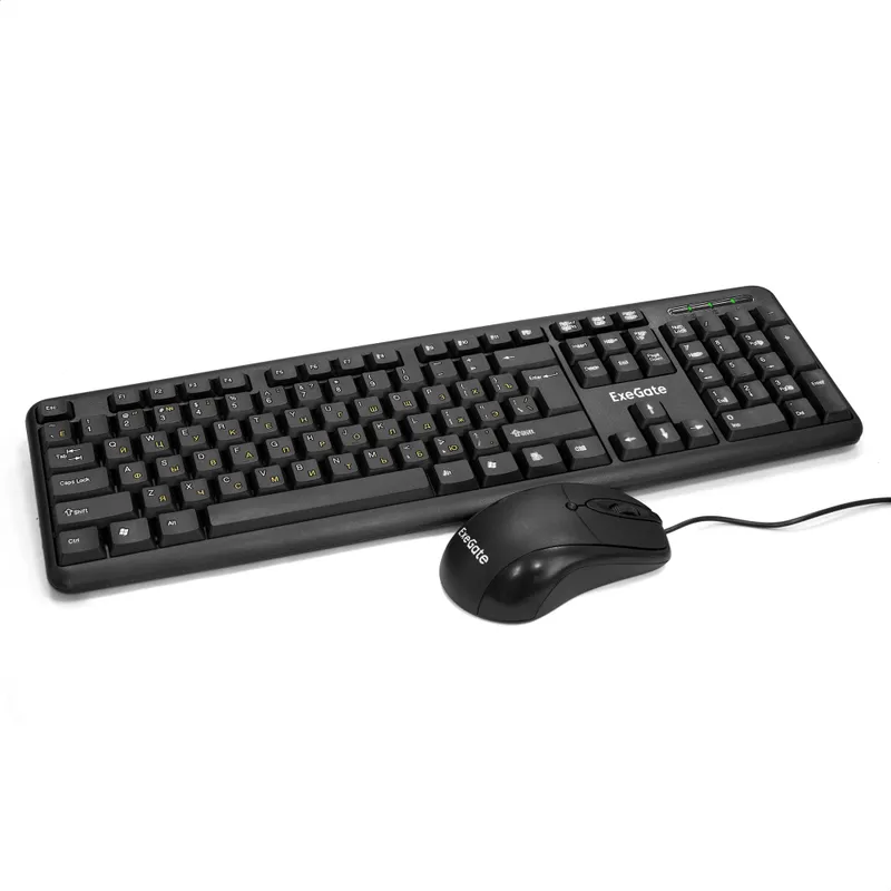Комплект ExeGate Professional Standard Combo MK120 (клавиатура влагозащищенная 104кл. + мышь оптическая 1000dpi, 3 кнопки и колесо прокрутки, длина кабелей 1,5м; USB, черный, Color Box)