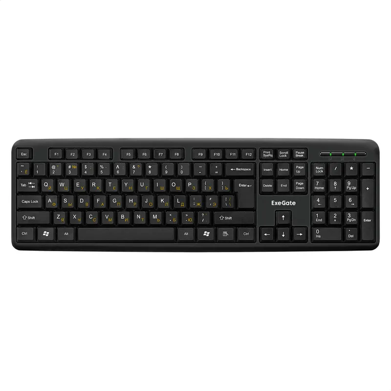 Комплект ExeGate Professional Standard Combo MK120 (клавиатура влагозащищенная 104кл. + мышь оптическая 1000dpi, 3 кнопки и колесо прокрутки, длина кабелей 1,5м; USB, черный, Color Box)