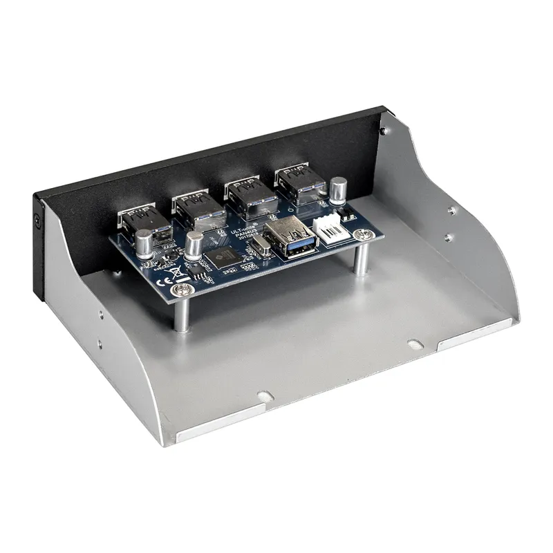 Планка USB на переднюю панель ExeGate U5H-625, 5,25", 4*USB3.0, черная, металл, подсоед. к MB