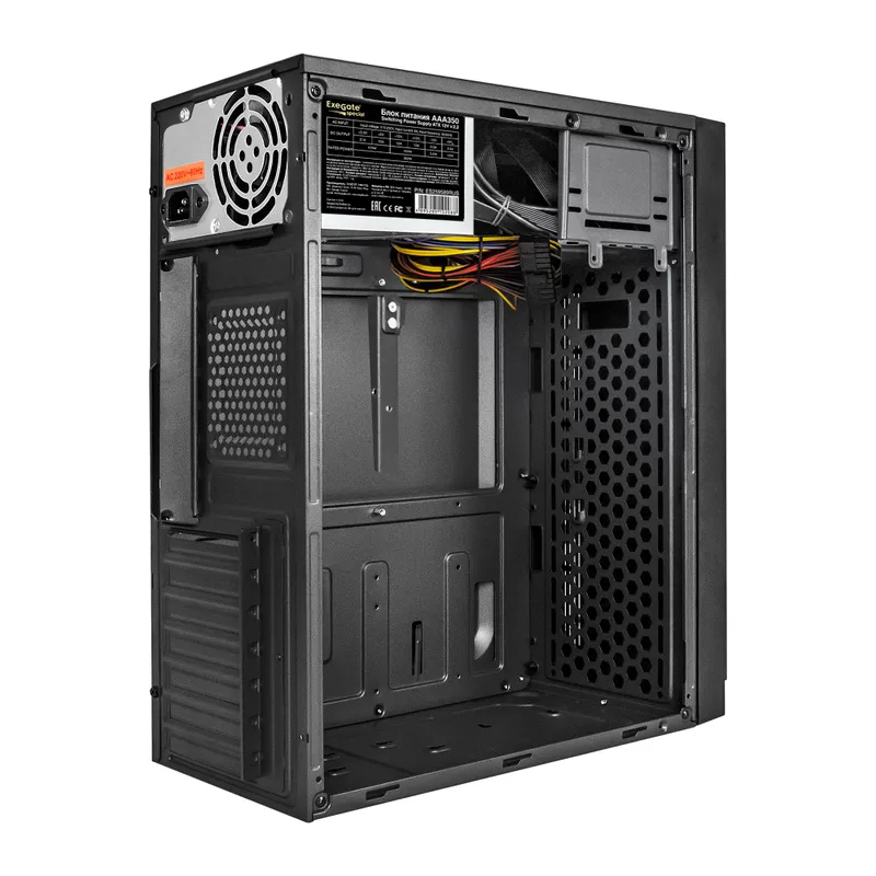 Корпус Minitower ExeGate BAA-105-01-AAA350 (mATX, БП AAA350 с вент. 8см, 2*USB, аудио, черный)
