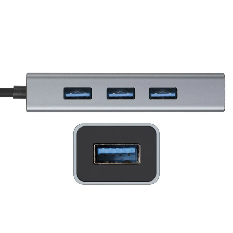 USB-Хаб (концентратор) 4-в-1 ExeGate DUB-4 (кабель-адаптер USB3.0 --> 4xUSB3.0, Plug&Play, корпус алюминиевый, серебристый)