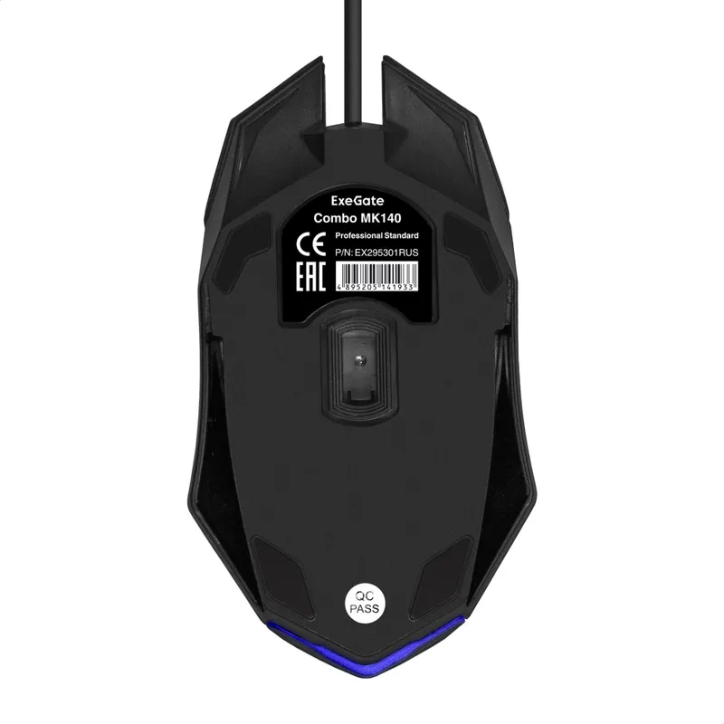 Комплект ExeGate Professional Standard Combo MK140 с подсветкой (клавиатура мультимедийная влагозащищенная 104кл. + мышь оптическая 1000dpi, 3 кнопки и колесо прокрутки, длина кабелей 1,5м; USB, белый/черный, Color Box)