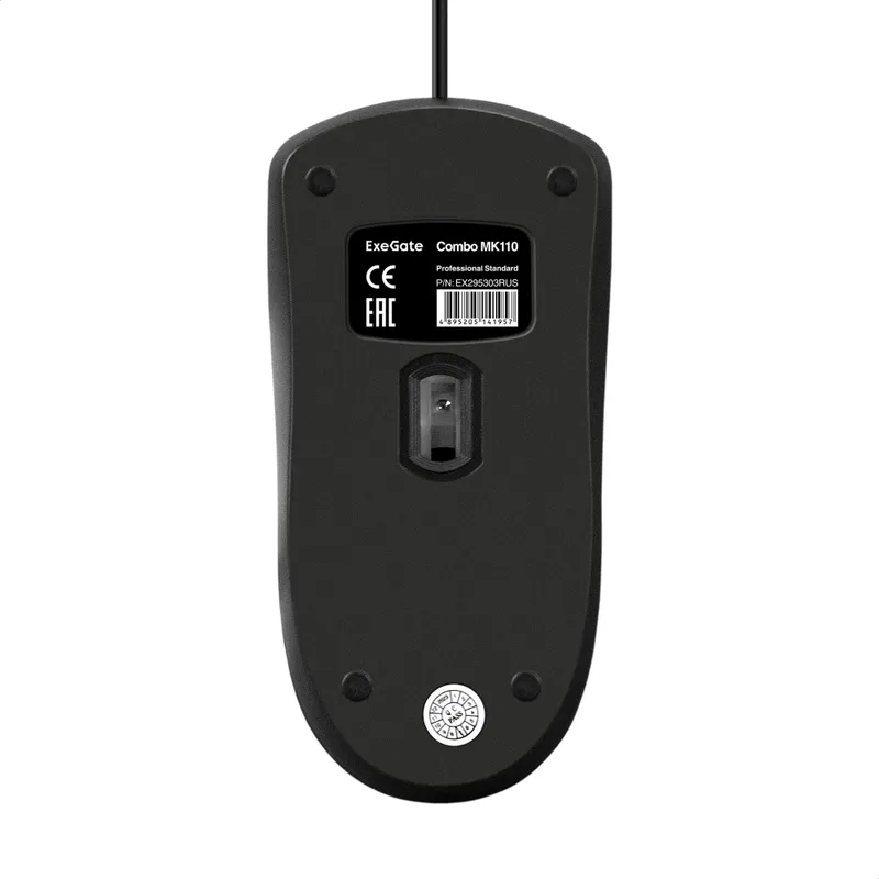 Комплект ExeGate Professional Standard Combo MK110-OEM (клавиатура мультимедийная влагозащищенная 104кл. + мышь оптическая 1000dpi, 3 кнопки и колесо прокрутки; USB, длина кабелей 1.5м, черный, brown box)