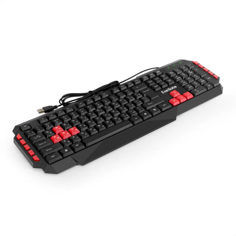 Клавиатура ExeGate Multimedia Professional Standard LY-505M (USB, полноразмерная, влагозащищенная, 114кл., Enter большой, 8 красных клавиш, мультимедиа, длина кабеля 1,5м, черная, Color Box)