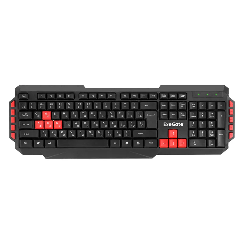 Клавиатура ExeGate Multimedia Professional Standard LY-505M (USB, полноразмерная, влагозащищенная, 114кл., Enter большой, 8 красных клавиш, мультимедиа, длина кабеля 1,5м, черная, Color Box)
