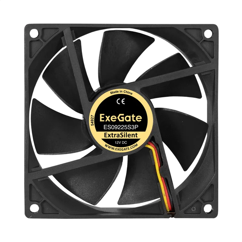 Вентилятор 12В DC ExeGate ExtraSilent ES09225S3P (92x92x25 мм, Sleeve bearing (подшипник скольжения), 3pin, 1800RPM, 21dBA)