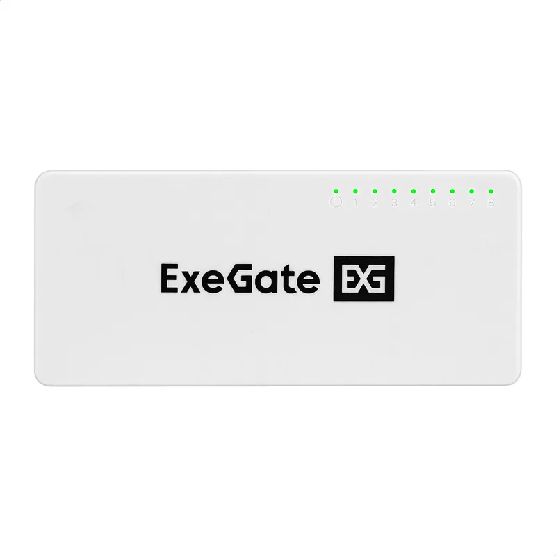 Коммутатор неуправляемый ExeGate EDES-1008C (8-портовый UTP 10/100Mbps, с функцией энергосбережения (Green Ethernet Technology), настольный/настенный)