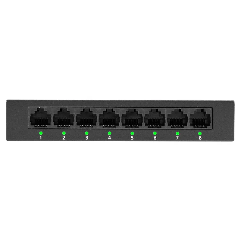 Коммутатор неуправляемый ExeGate EDES-1008D (8-портовый UTP 10/100Mbps, металлический корпус, с функцией энергосбережения (EEE), настольный/настенный)
