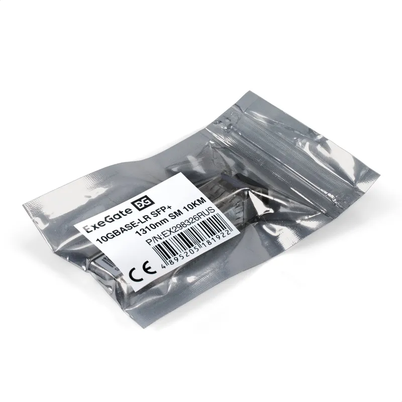 Трансивер SFP+ ExeGate EXT-10G-SM1310-LC2-10KM (10GBase-LR для одномодового оптического кабеля, 10 Гбит/с, Tx:1310/Rx:1310 нм, до 10 км, разъем Duplex LC)