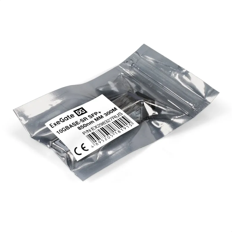 Трансивер SFP+ ExeGate EXT-10G-MM850-LC2-300M (10GBase-SR для многомодового оптического кабеля, 10 Гбит/с, Tx:850/Rx:850 нм, до 300 м, разъем Duplex LC)