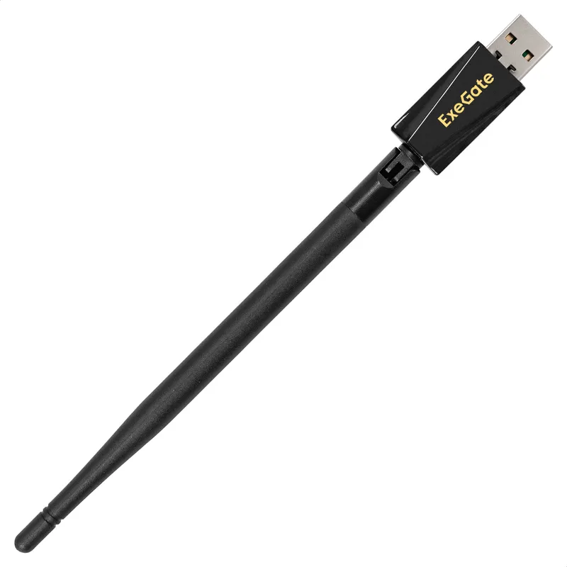Сетевой адаптер Wi-Fi 4 ExeGate EDWA-137-N300-1 (Беспроводной USB адаптер, Wi-Fi N (b/g/n), чипсет Realtek8192, до 300 Мбит/с на 2,4 ГГц, внешняя 3dBi антенна, USB 2.0)