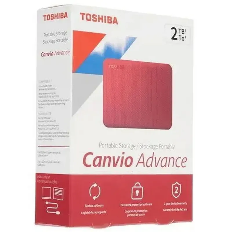 Жесткий диск внешний Toshiba HDTCA20ER3AA/HDTCA20ER3AAU Canvio Advance 2ТБ 2.5" USB 3.0 красный HDTCA20ER3AA